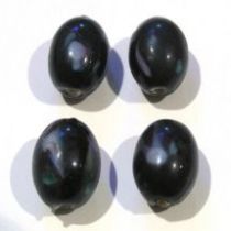  Lampwork Glass Beads Oval 10x12m-Black
