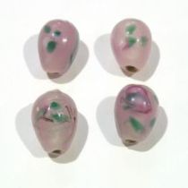  Lampwork Glass Beads Drops-Pink