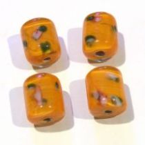  Lampwork Glass Beads Tubes -Orange