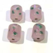  Lampwork Glass Beads Tubes -Pink