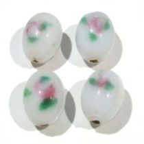 Lampwork Glass Beads Oval 10x12m-White