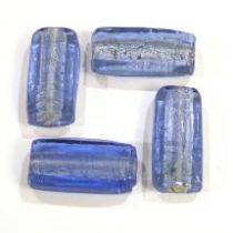  Foil beads Rectangles 25x12x8mm-Sapphire