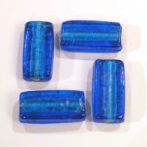  Foil beads Rectangles 25x12x8mm-Med. Blue