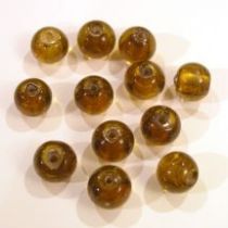  Foil Beads R-8mm-Amber