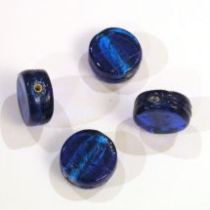  Foil Beads Flat Disc-14mm- Dark Blue