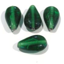  Glass Flat Pear Bead 20x11x7-Dark Green
