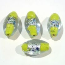  Foil Beads Ovals with Pattern-25mm- Yellow