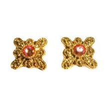 Goldtone Butterfly(2 holes) Metal Sliders (12x12mm)with Swarovski Stones- Rose