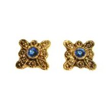 Goldtone Butterfly(2 holes) Metal Sliders (12x12mm)with Swarovski Stones- Sapphire