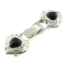  Crystal Double Love Heart Closure(35x12mm)- Jet