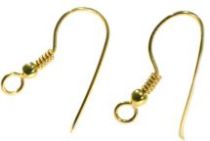 Vermail Gold Earring Hook W/Coil & Ball- Height 18mm
