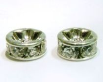  Rondelles -8mm -Crystal with Silver base