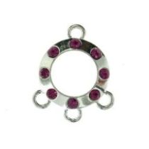 Earring Ring Of Crystals 15 x20 mm-Fuchsia