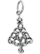 Sterling Silver Charm W/OPEN RING- Christmas Tree Flat