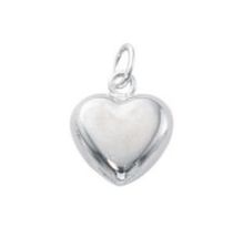 Sterling Silver Charm W/OPEN RING-Puff Heart 12x 11mm