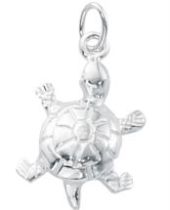 Sterling Silver Charm W/OPEN RING-Turtle 