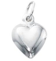  Sterling Silver Charm W/OPEN RING-Puff Heart Medium -10 x 8mm