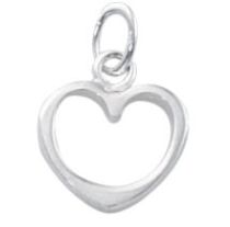 Sterling Silver Charm W/OPEN RING- small open Heart 