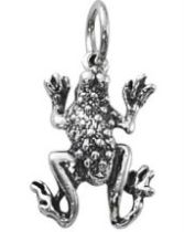  Sterling Silver Charm W/OPEN RING- Frog-17x13mm 