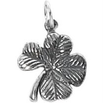 Sterling Silver Charm W/OPEN RING-4 LEAF CLOVER 13MM