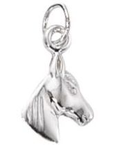  Sterling Silver Charm W/OPEN RING- Horse Head-10mm