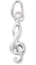 Sterling Silver Charm W/OPEN RING- G Clef Small-14mm