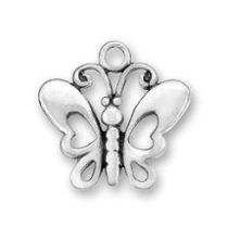 Sterling Silver Charm -Butterfly with Cutout Wings 14x17mm