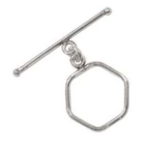 Sterling Silver Hexagonal Toggle 13 x 24 mm