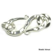 Sterling Silver Hammered S- Hook w/rings- 23.8 x 9mm