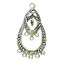 Earring Component (40x22mm)Crystal Double loops-Peridot