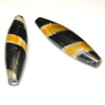 Horn Bead Large Striped Oval 59 x19 mm