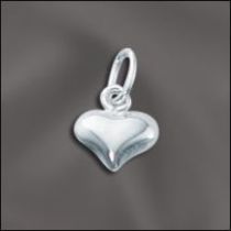 Sterling Silver Charm W/OPEN RING-Puff Heart -Small