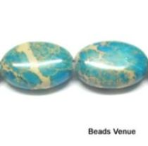  Impression Jasper Ovals- Turquoise 8 x 12 mm- 40 Cms. Long Strand 
