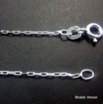  Sterling Silver Long Cable Chain W/Clasp -45 cms.