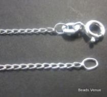  Sterling Silver Long Curb Diamond Cut Chain(35) W/Clasp -45 cms.