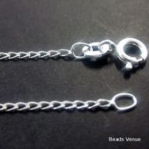  Sterling Silver Long Curb Diamond Cut Chain(35) W/Clasp -40 cms.