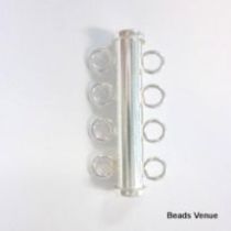 Sterling Silver Tube Clasp W/4 rings - 25 mm