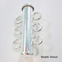 Sterling Silver Tube Clasp W/3 rings -21 mm