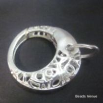 Sterling Silver Filigree Round Lobster Clasp W/6mm open ring-18mm