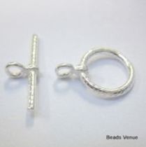 Sterling Silver Textured Toggle Clasp 9x15mm