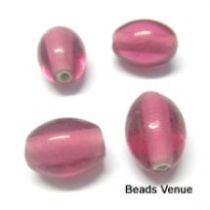  Glass Oval Beads- 11X9MM- Pink (Trans)