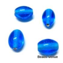  Glass Oval Beads- 11X9MM-Dk. Blue(Trans)