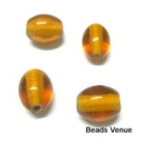  Glass Oval Beads- 11X9MM-Amber(Trans)