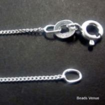  Sterling Silver Close Curb Link Chain W/Clasp -50 cms. 