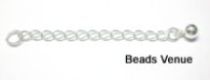 Sterling Silver Extension Chain 2 inch long W/SPILT RING/BEAD (4mm) Wholesale Pack