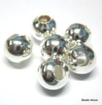  Round Beads -Plain Silver Plated- 6MM 