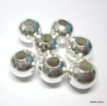  Round Beads -Plain Silver Plated- 8MM 