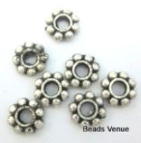  Daisy Spacer Beaded 6mm Ant. Silver Wholesale Pack