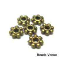  Daisy Spacer Beaded 4mm Ant. Gold Wholesale Pack