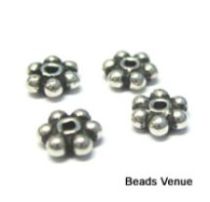 Sterling Silver Daisy Spacer Bead 6x1.9 mm Antique finish -Wholesale Pack